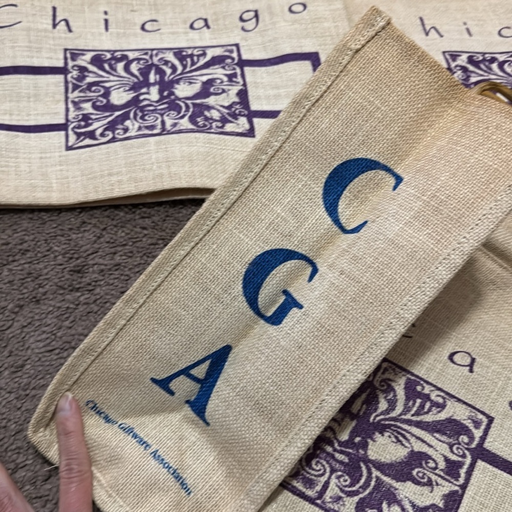 Unused “Chicago” Merchandise Marr Bamboo Handle Totes-Woven Fiber-Discoloration - Picture 16 of 16